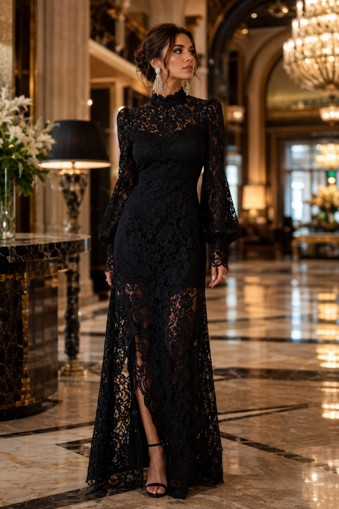 Black Lace Maxi Dress Outfit 2026