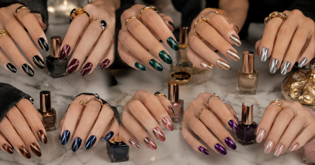15 Gorgeous Cat Eye Nail Designs You’ll Love 15 gorgeous cat eye nail designs in trendy magnetic shimmer colors